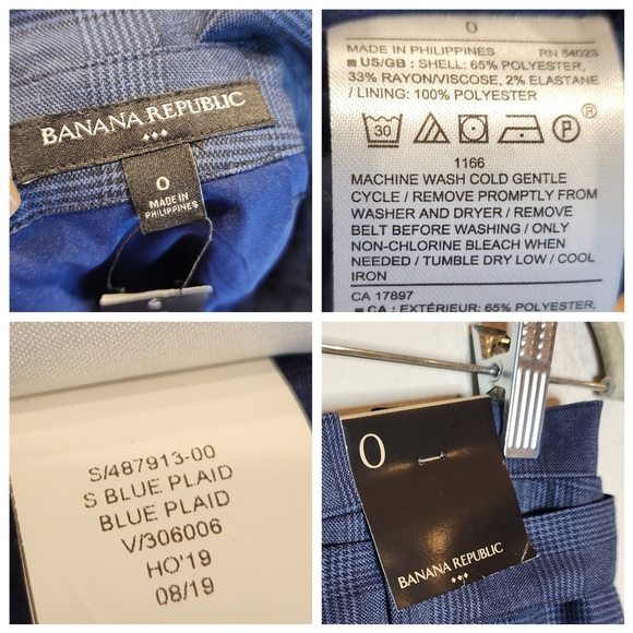 NWT Banana Republic Blue Plaid Pencil Midi Suit Skirt Removable Belt Pocket Sz 0 - Picture 6 of 15